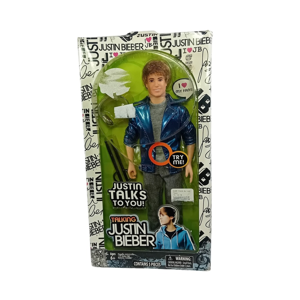 RARE Y2K New Open Box 2011 Justin Bieber Talking Doll Says 12 Phrases NEEDS BATT